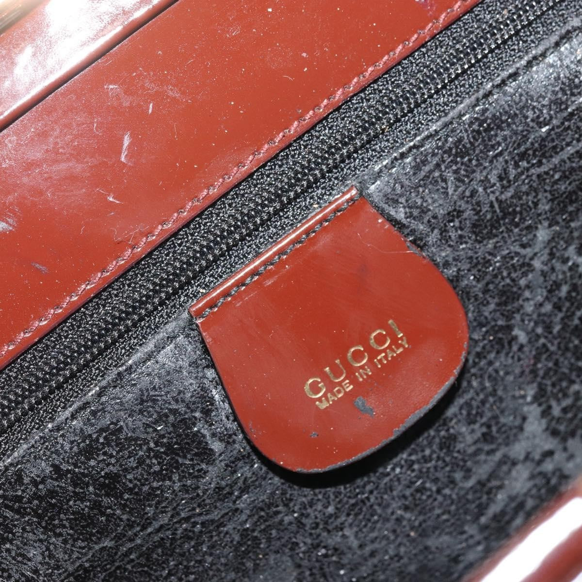Gucci GUCCI Bamboo Hand Bag Patent leather Brown Gold 000 781 0295 Authentic 175307