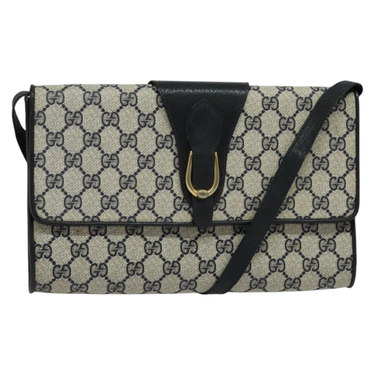 Gucci GUCCI GG Supreme Shoulder Bag PVC Navy Gold Authentic ep10523