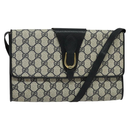 Gucci GUCCI GG Supreme Shoulder Bag PVC Navy Gold Authentic ep10523