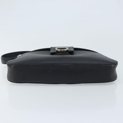 Salvatore Ferragamo Salvatore Ferragamo Gancini Shoulder Bag Leather Black Silver Authentic gh1877