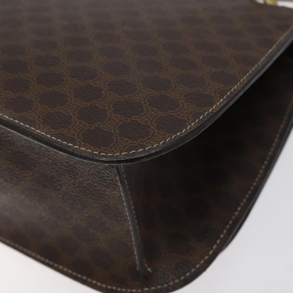 Celine CELINE Macadam Canvas Shoulder Bag PVC Leather Brown Gold Authentic 122137