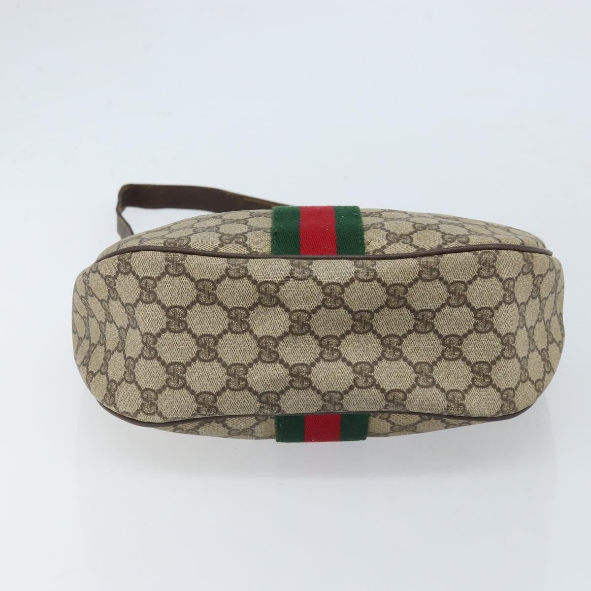 Gucci GUCCI Web Sherry Line GG Supreme Shoulder Bag PVC Beige Gold 010 378 Authentic 172377
