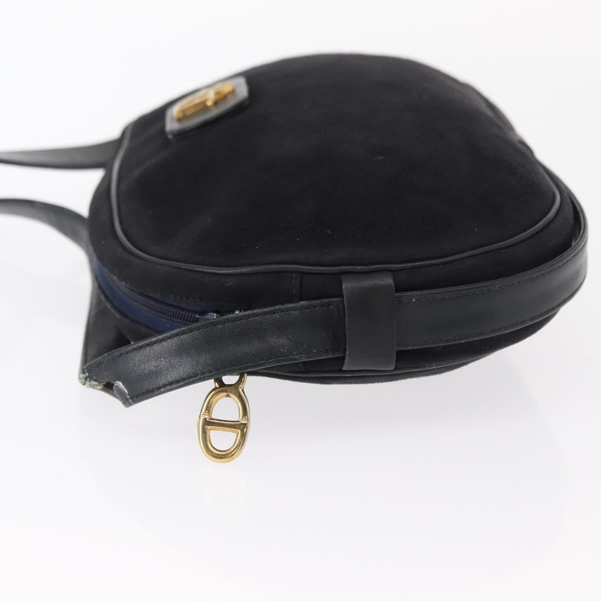 Dior Christian Dior Shoulder Bag Suede Black Gold Authentic 157242