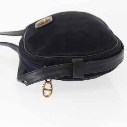 Dior Christian Dior Shoulder Bag Suede Black Gold Authentic 157242