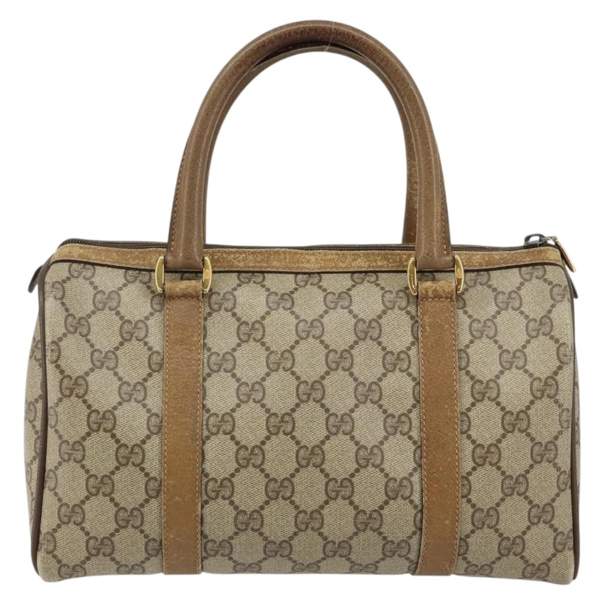 Gucci GUCCI GG Supreme Web Sherry Line Boston Bag PVC Beige Gold 40 02 006 Authentic 144227