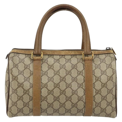 Gucci GUCCI GG Supreme Web Sherry Line Boston Bag PVC Beige Gold 40 02 006 Authentic 144227