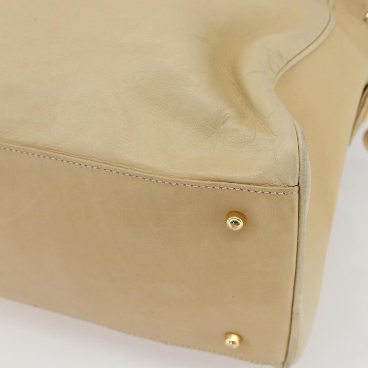 Gucci GUCCI Bamboo Hand Bag Leather 2way Beige Gold Authentic bs31889