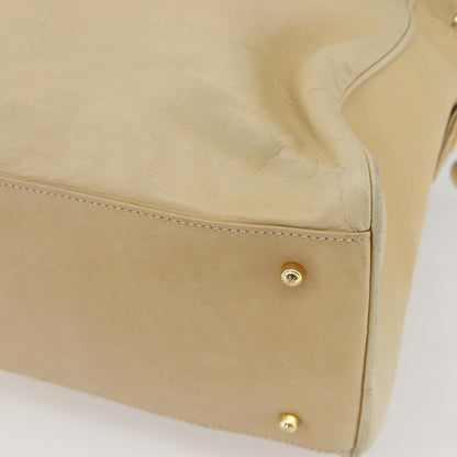 Gucci GUCCI Bamboo Hand Bag Leather 2way Beige Gold Authentic bs31889