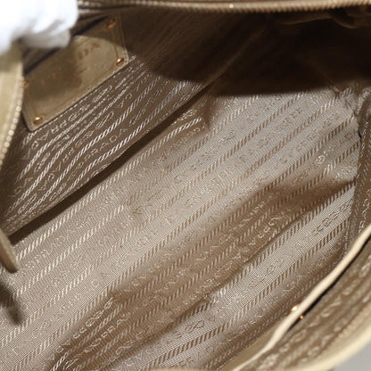 Prada PRADA Hand Bag Leather 2way Beige Gold Authentic 174345
