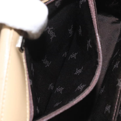 Saint Laurent SAINT LAURENT Shoulder Bag Leather Beige Silver Authentic bs23487