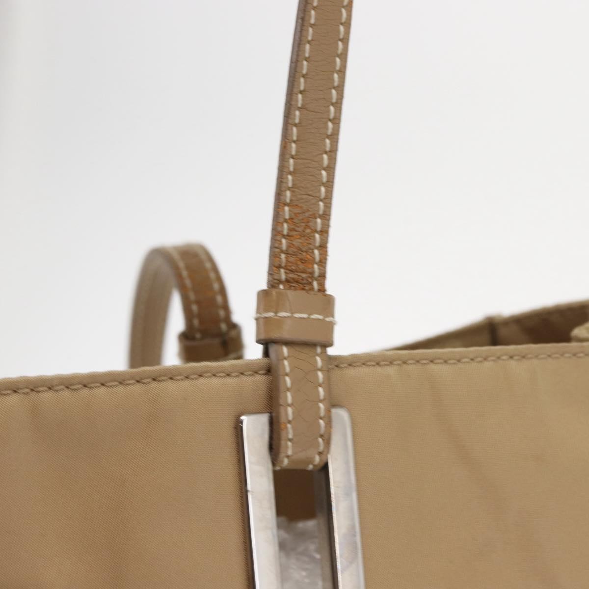 Prada PRADA Tote Bag Nylon Leather Beige Silver Authentic 156731
