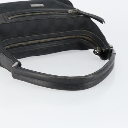 Gucci GUCCI GG Canvas Shoulder Bag Black Silver 001 4302 Authentic 144270