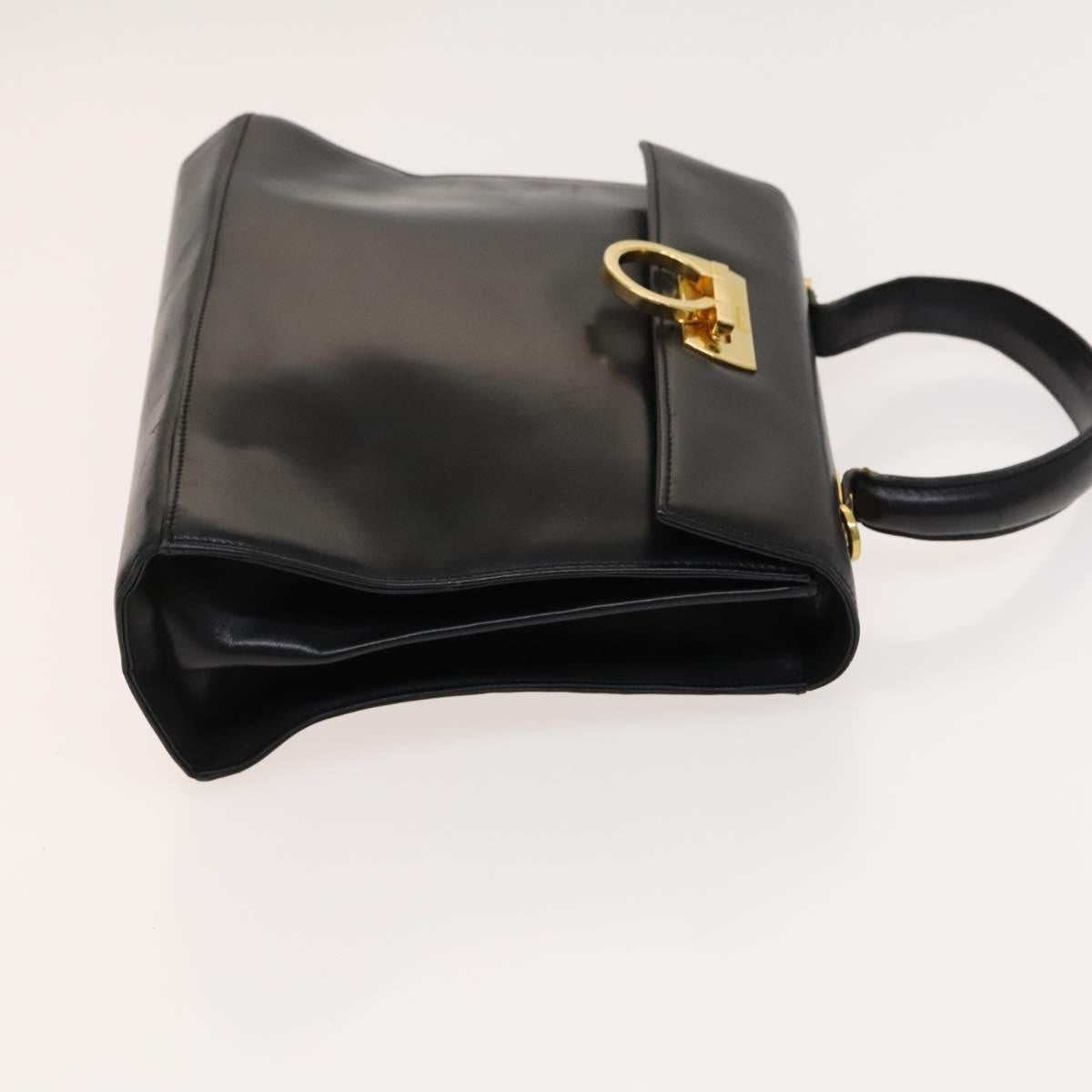 Salvatore Ferragamo Salvatore Ferragamo Gancini Hand Bag Leather 2way Black Gold Authentic BD1703