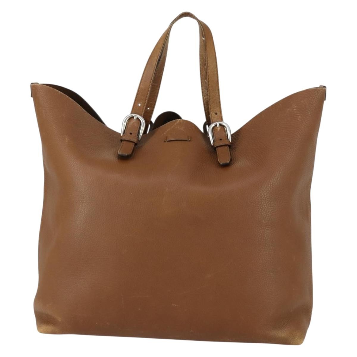 Gucci GUCCI Tote Bag Leather Brown Silver Authentic 160133