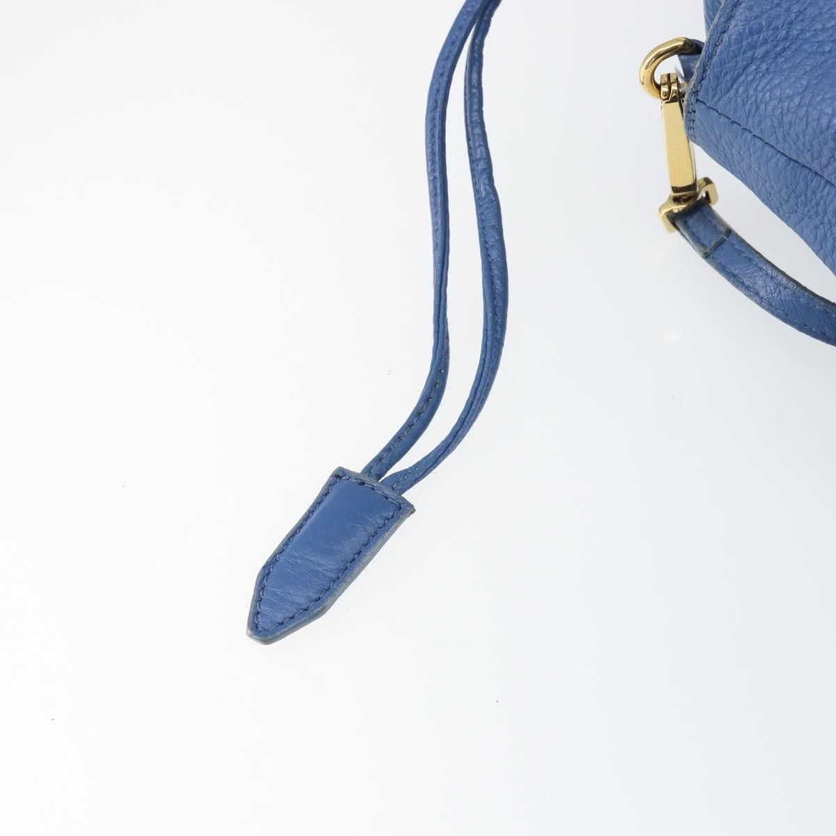 Burberry BURBERRY Shoulder Bag Leather Blue Gold Authentic 157793