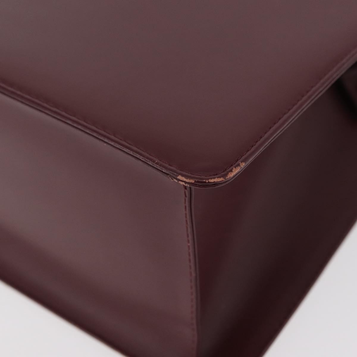 Burberry BURBERRY Hand Bag Leather Bordeaux Silver Authentic 181526