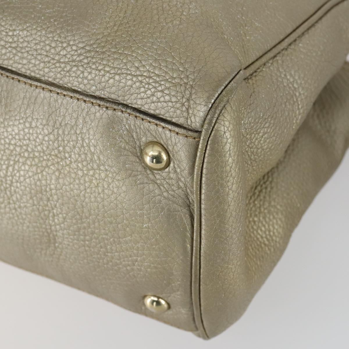 Gucci GUCCI Bamboo Hand Bag Leather 2way Beige Gold 323660 Authentic ka1163