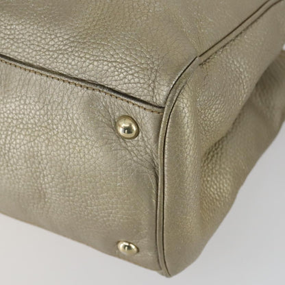 Gucci GUCCI Bamboo Hand Bag Leather 2way Beige Gold 323660 Authentic ka1163