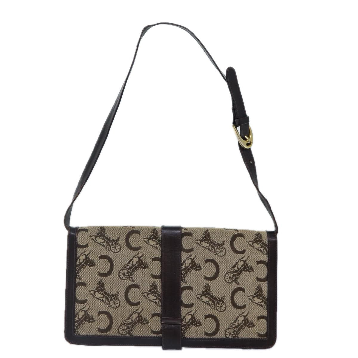 Celine CELINE C Saluki Shoulder Bag Canvas Beige Authentic 88426