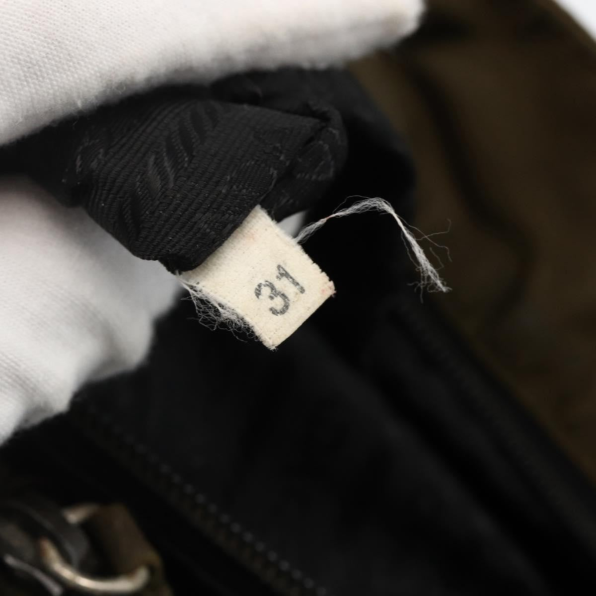 Prada PRADA Hand Bag Nylon Khaki Silver Authentic 175337
