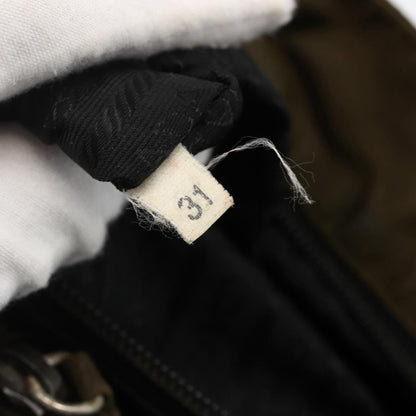 Prada PRADA Hand Bag Nylon Khaki Silver Authentic 175337