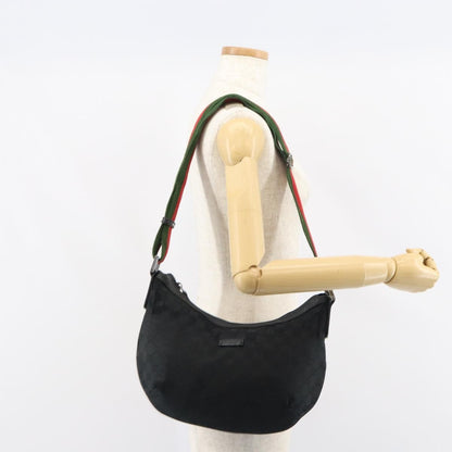 Gucci GUCCI GG Canvas Shoulder Bag Black Silver 181092 Authentic bs31680