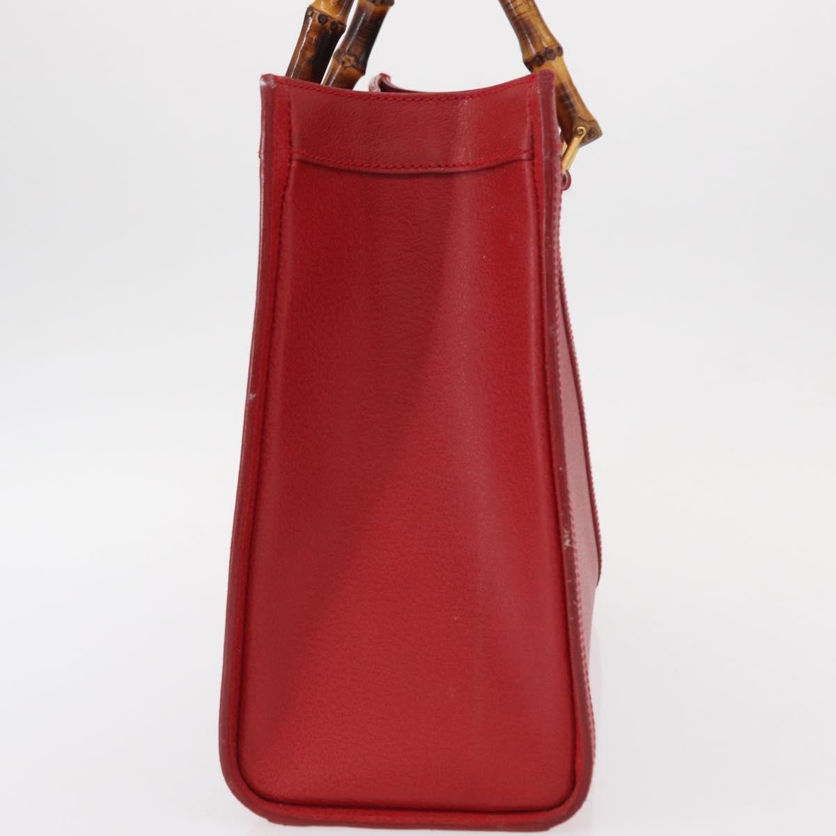 Gucci GUCCI Bamboo Hand Bag Leather Red Gold 002 0260 2615 Authentic ep12137