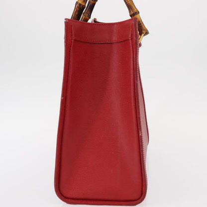 Gucci GUCCI Bamboo Hand Bag Leather Red Gold 002 0260 2615 Authentic ep12137