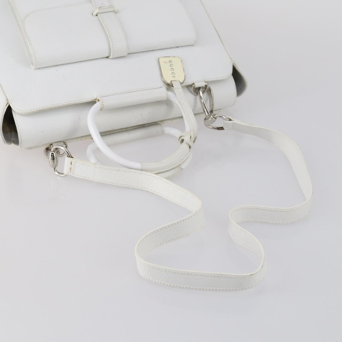 Gucci GUCCI Hand Bag Leather 2way White Silver 000 2058 0307 5 Authentic ep11566