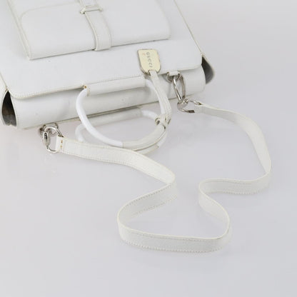 Gucci GUCCI Hand Bag Leather 2way White Silver 000 2058 0307 5 Authentic ep11566