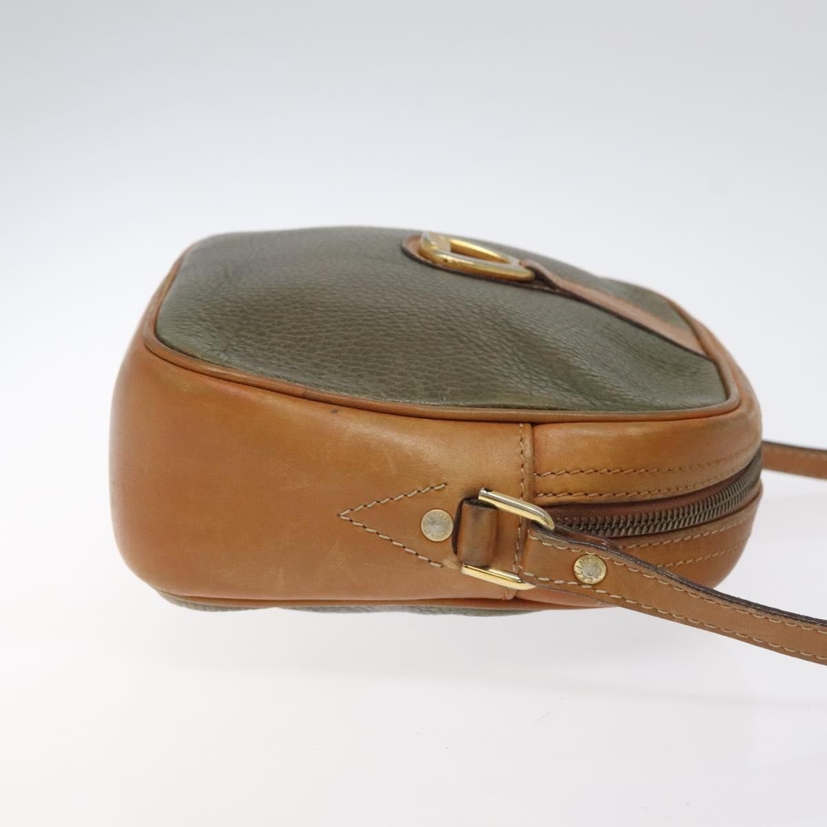 Celine CELINE Shoulder Bag Leather Khaki Gold Authentic bs25384