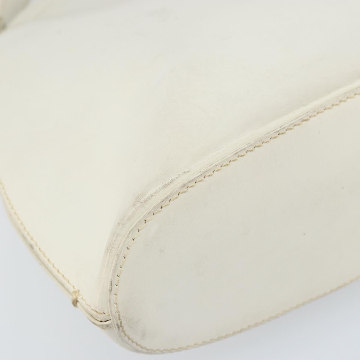 Gucci GUCCI Hand Bag Leather White Silver Authentic 170514