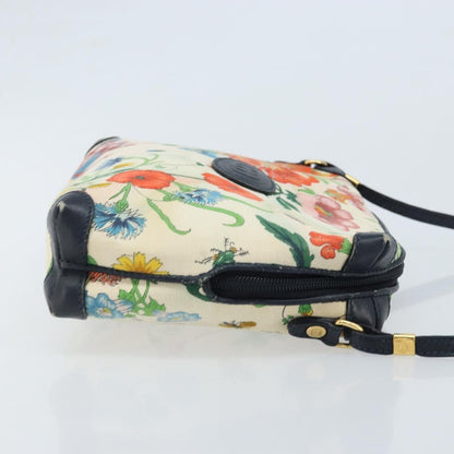 Gucci GUCCI Flora Shoulder Bag Canvas Leather White Gold 007 115 1093 Authentic ep13906