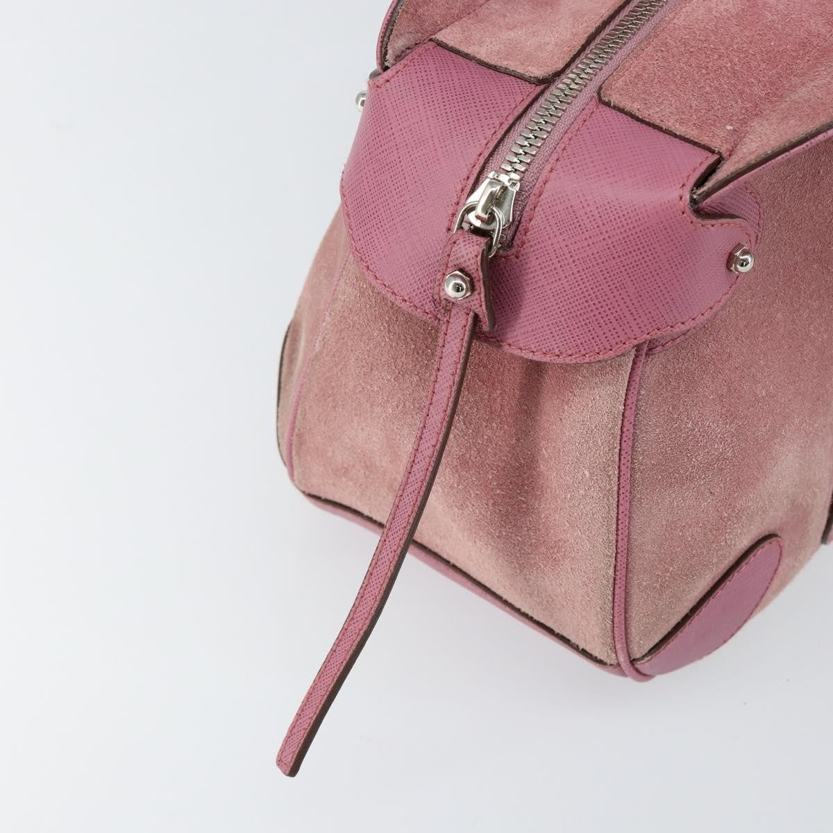 Salvatore Ferragamo Salvatore Ferragamo Gancini Hand Bag Suede Leather Pink Silver Authentic bs30801