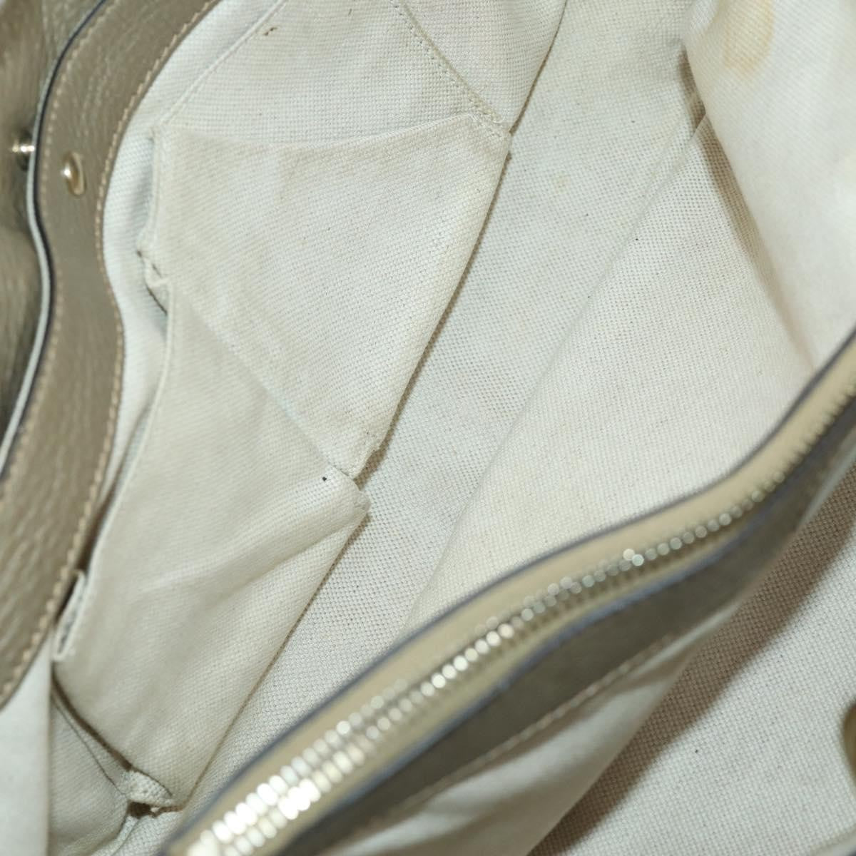 Gucci GUCCI Bamboo Hand Bag Leather 2way Beige Gold 323660 Authentic ka1163