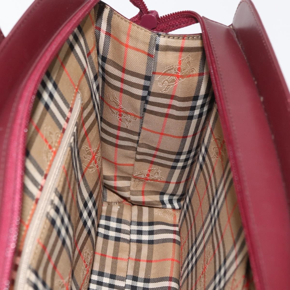 Burberry BURBERRY Hand Bag Leather Bordeaux Silver Authentic 181526