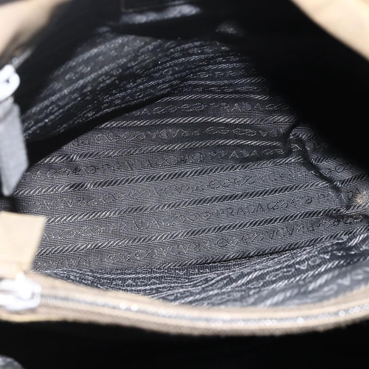 Prada PRADA Hand Bag Nylon Khaki Silver Authentic 175337