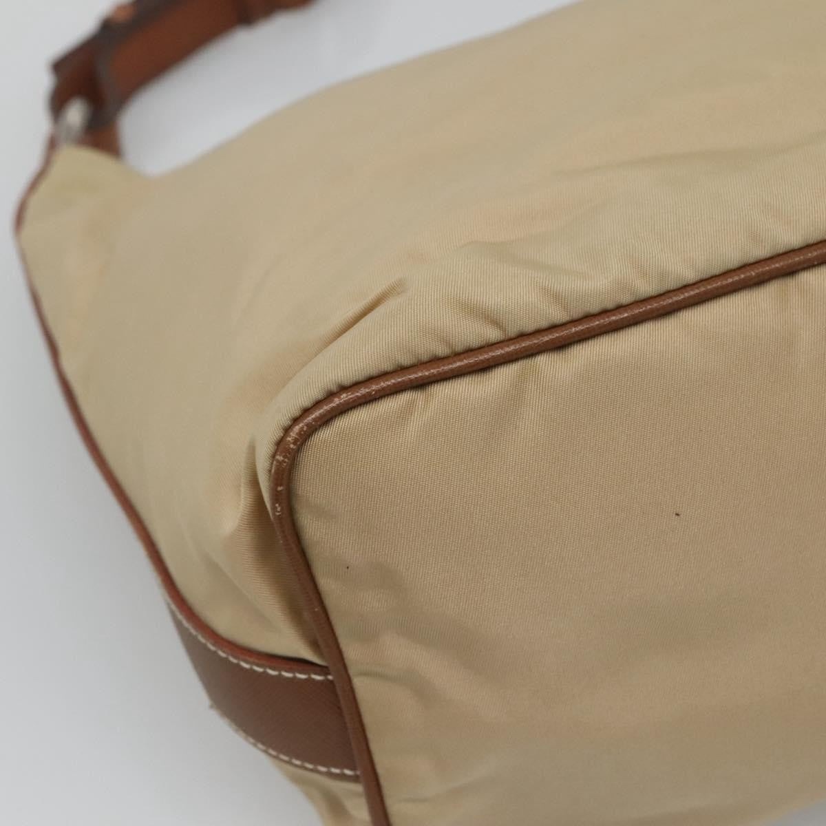 Prada PRADA Shoulder Bag Nylon Beige Silver Authentic 120393