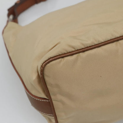 Prada PRADA Shoulder Bag Nylon Beige Silver Authentic 120393