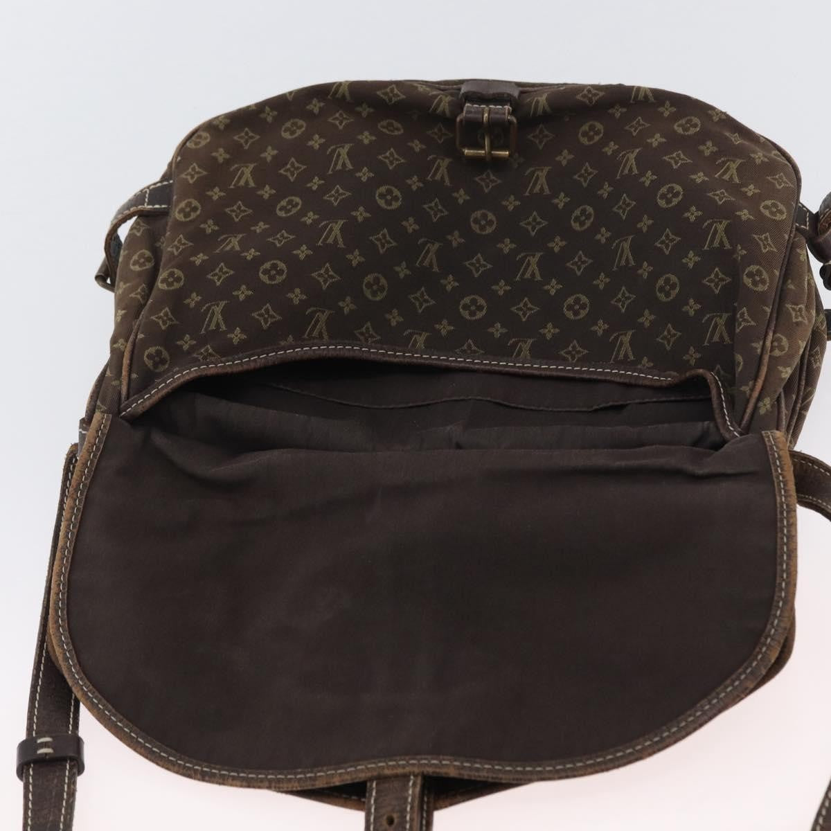 Louis Vuitton LOUIS VUITTON Monogram Mini Lin SaumurPM Shoulder Bag Brown M95227 Authentic BSZ306