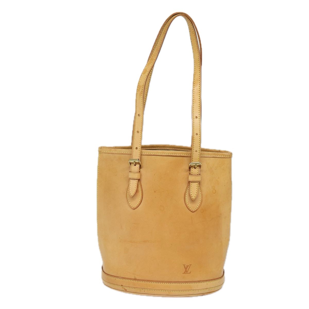 Louis Vuitton LOUIS VUITTON Nomad leather Bucket PM Shoulder Bag Beige M85001 LV Authentic 80351