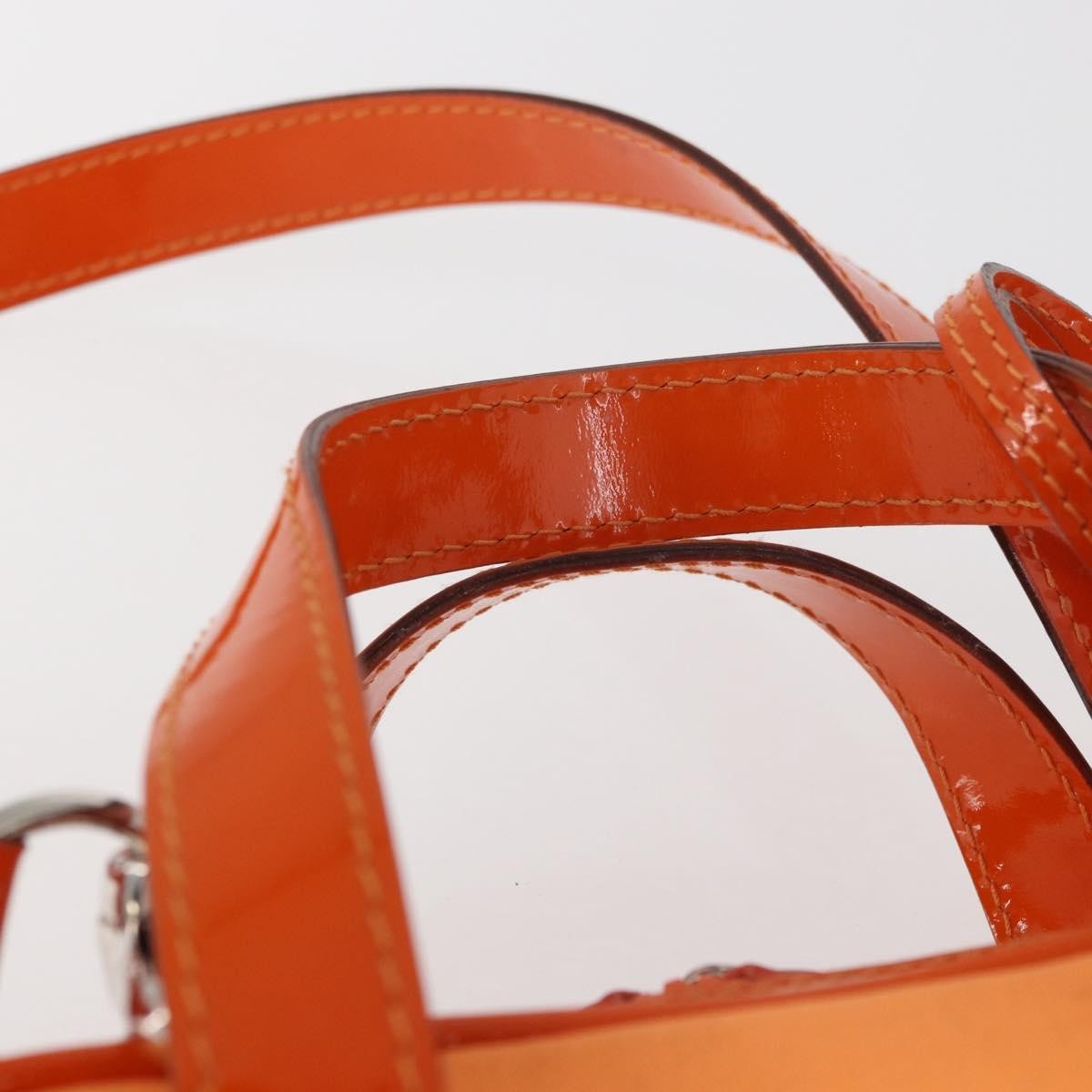 Gucci GUCCI Bamboo Hand Bag Patent leather 2way Orange Silver Authentic 162597