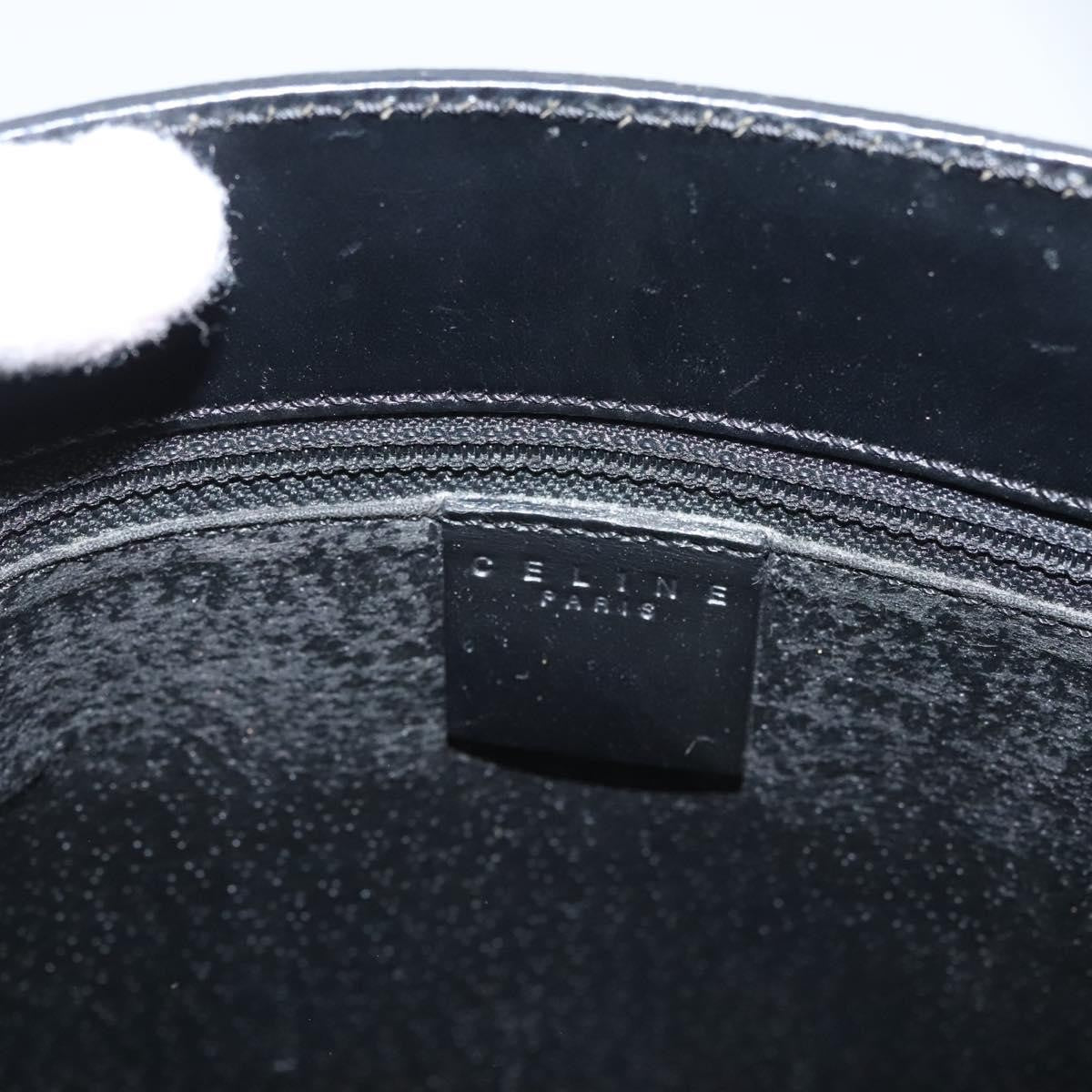 Celine CELINE Macadam Canvas Hand Bag PVC Leather 2way Black Gold Authentic 120130