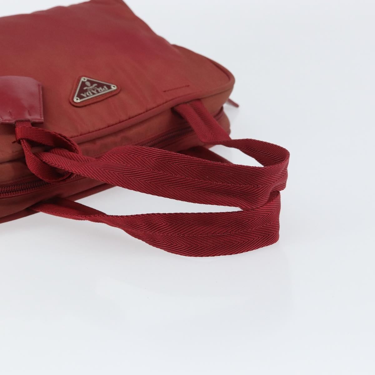 Prada PRADA Hand Bag Nylon Red Silver Authentic BA8645