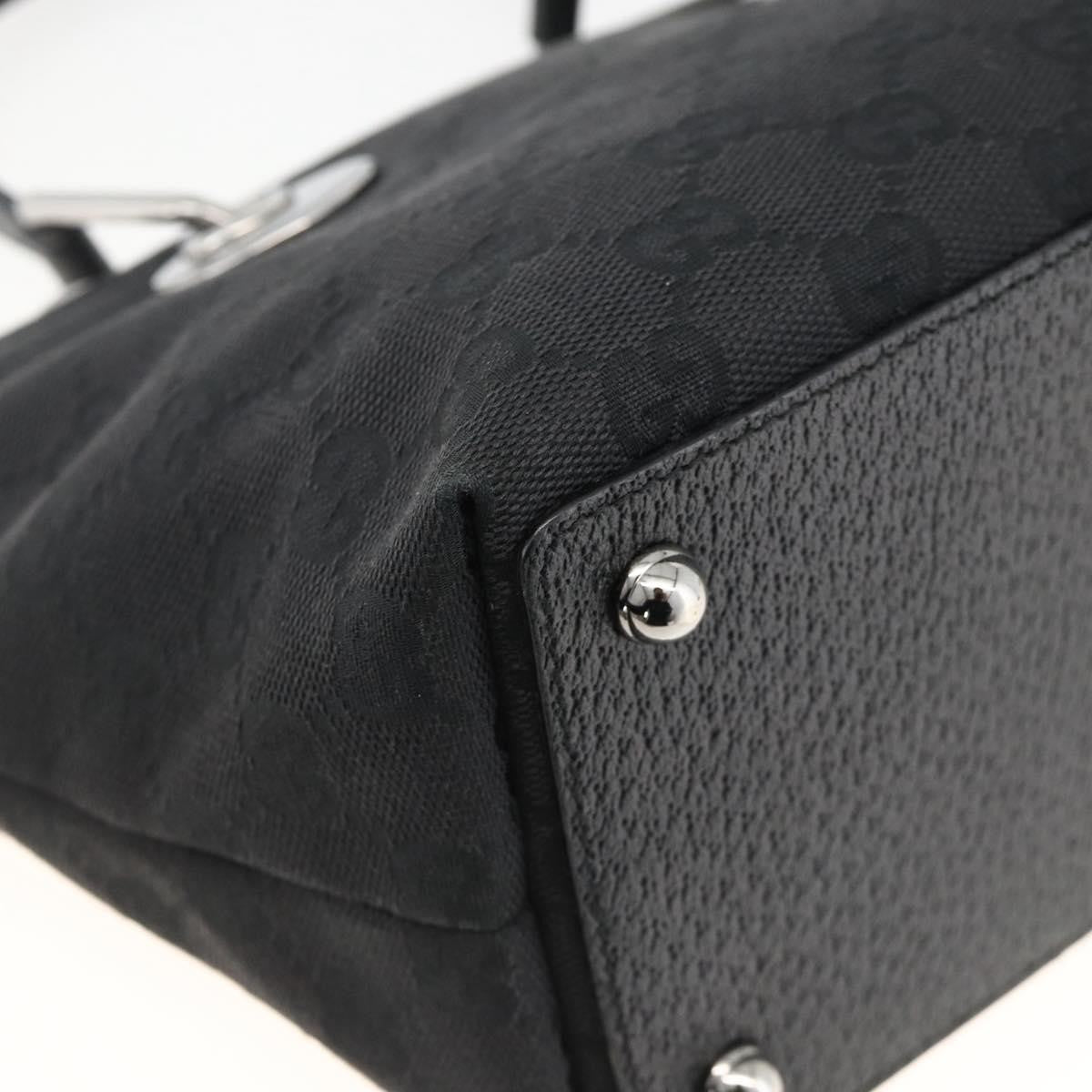 Gucci GUCCI GG Canvas Hand Bag Black Silver 120844 Authentic BA11644
