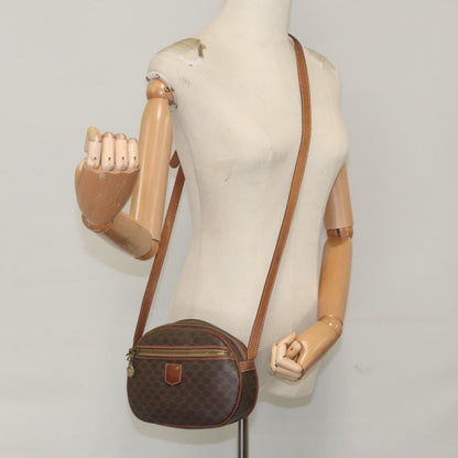 Celine CELINE Macadam Canvas Shoulder Bag PVC Leather Brown Gold Authentic bs19763