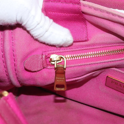Prada PRADA Canapa PM Hand Bag Canvas 2way Pink Gold Authentic 162515