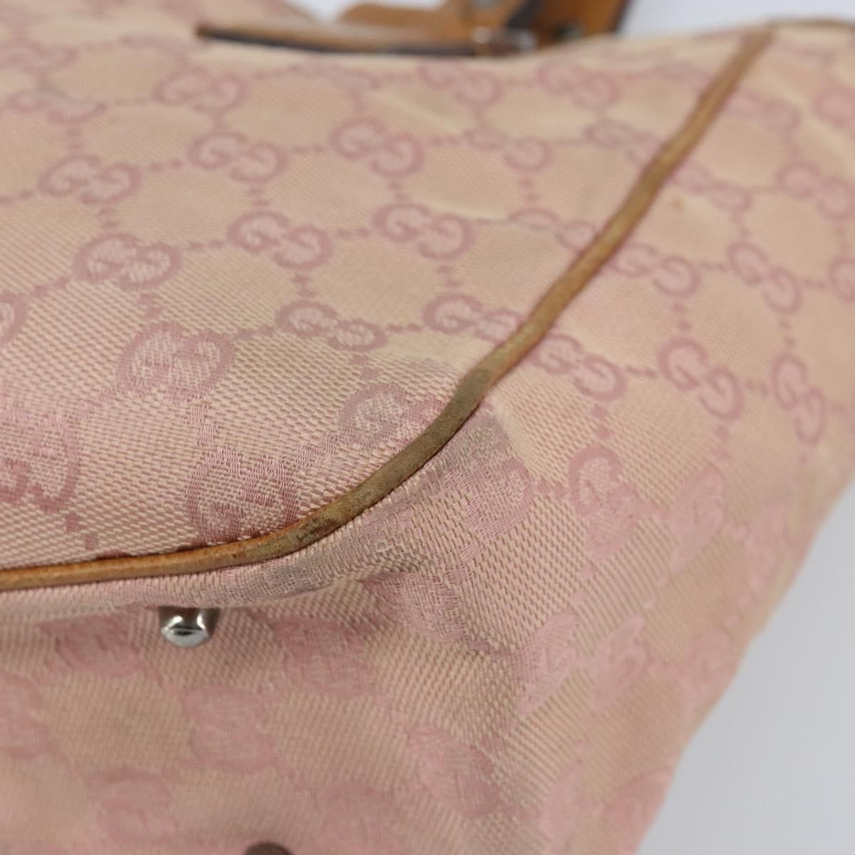 Gucci GUCCI GG Canvas Tote Bag Pink Silver 113019 Authentic AMZ077
