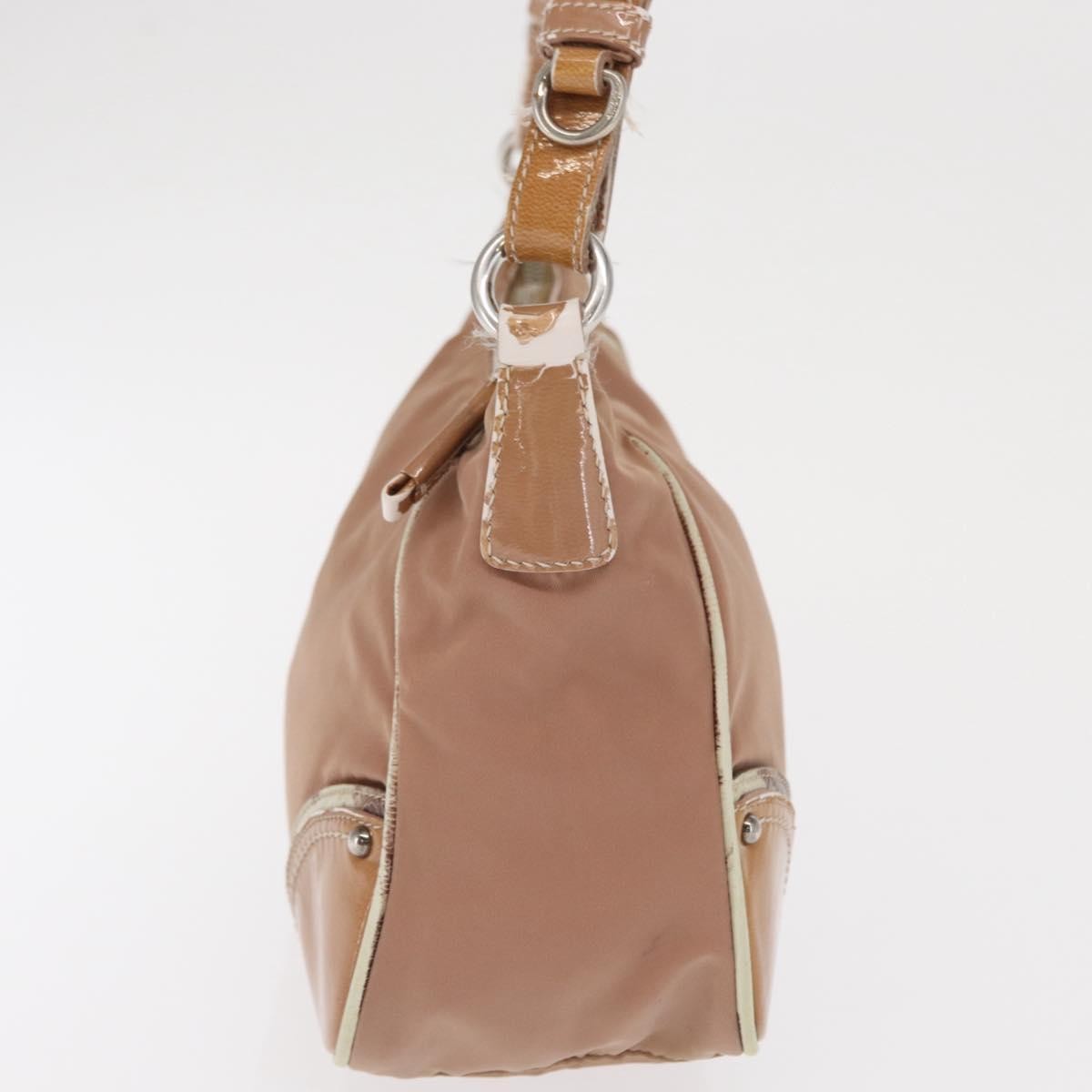 Prada PRADA Shoulder Bag Nylon Beige Silver Authentic 169041