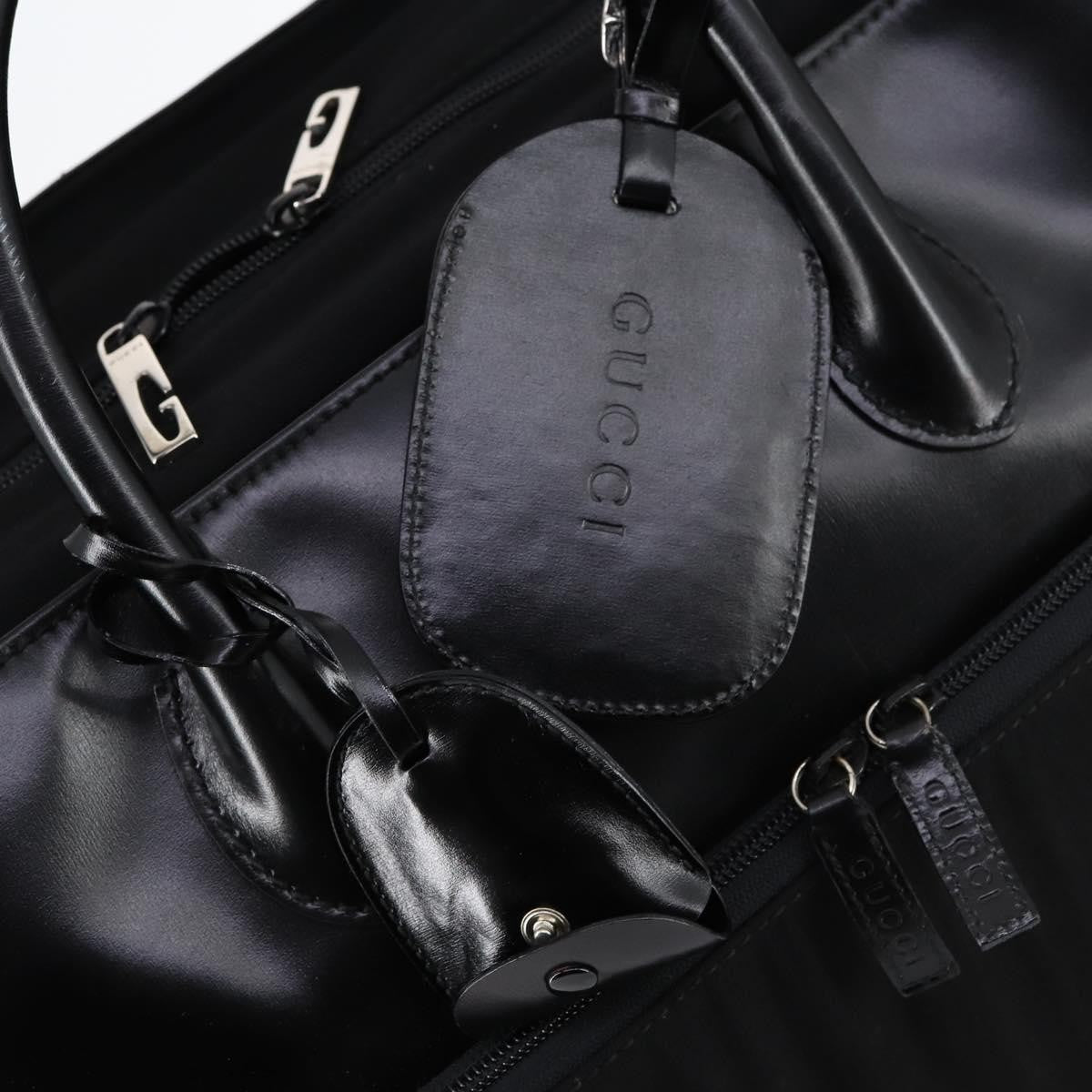 Gucci GUCCI Boston Bag Nylon Leather Black Silver 012 1553 0269 Authentic ti3430